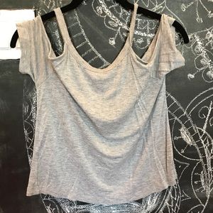 Grey off shoulder t shirt